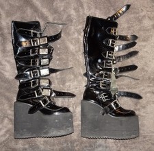 Pennangalan Libby Lift Plate Boots Vintage Size 6 Patent Leather, Goth, Cyber