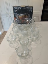 Vintage Camelia 26 Piece Punch Bowl Set 12 Cup/Ladle/Hook Party/Wedding/Cocktail