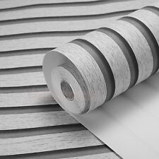 Wooden Slat Panelling Wallpaper 3D Wood Panel Effect Stripe Home Room Wall Paper