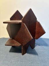 Lovely Antique Wood Puzzle Money Box in 6x Pieces makes Geometric Shape