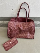Authentic GOYARD Hardy MM Red Coated Canvas Goyardine Leather Customized Bag