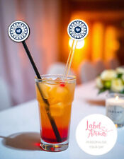 PERSONALISED Hearts Wedding Favour Clear Cocktail Stirrers Swizzle pack of 12
