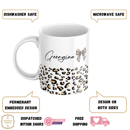 Leopard personalised name mug - leopard,