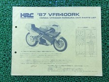 Honda VFR400RK Parts List, Genuine Motorcycle Maintenance Manual, Formula II...
