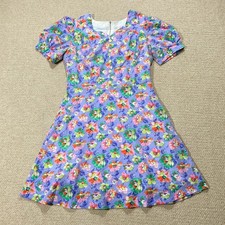 Vintage 60s Mini Dress Womens Size 10 UK Floral Button Front Metal Zipper Lined