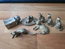 Collection Of Small Pewter Cat Figurines