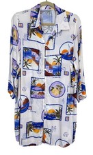 Label of Love Shirt Dress Tunic Button Up La Dolce Vita Postcard Travel Size L