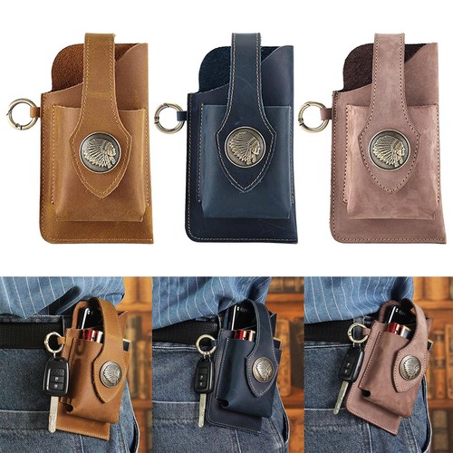 Leather phone pocket with belt - phone,