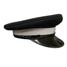 Ex Police Uniform Peaked Cap Blue Silver Band Film TV Fancy Dress Parade Hat