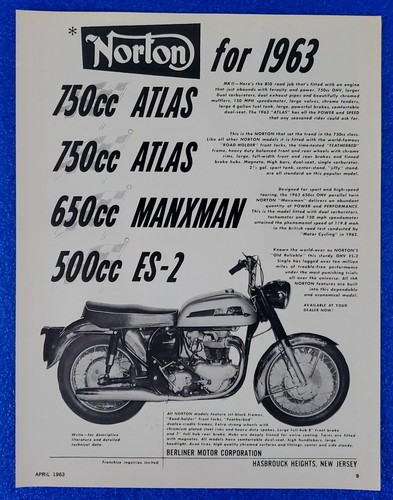 1963 norton motorcycle - 1963, vintage
