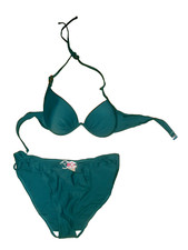 Monsoon Teal Green 2 Piece Halter Neck Bikini Pre Formed Moulded Cups 14   (B1)