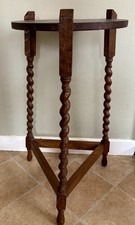 Bespoke Wooden Barley Twist Side Cricket Table Plant Display Stand