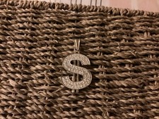 SILVER  925 Dollar Sign with cz diamond Pendant Rapper Chain