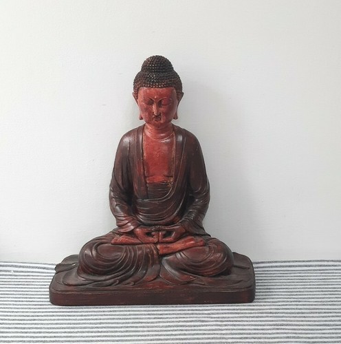 Faux wooden buddha statue - buddha,