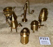 VINTAGE BRASS MINIATURE DOLLS HOUSE BARBECUE BUTTER MILK CHURN URN CAULDRON TAP