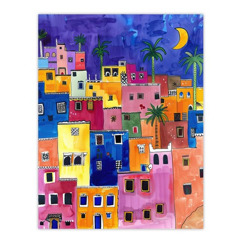Colourful moroccan cityscape - colourful,