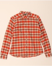 EDDIE BAUER Womens Flannel Shirt UK 10 Small Red Check Cotton CO11