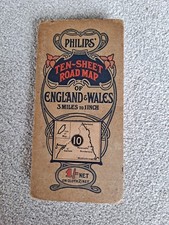 Vintage Philips Ten Sheet Road Map Of England And Wales - No. 10 Newcastle
