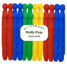 Strong Plastic Dolly Pegs Durable Coloured Clothes Laundry Washing Line 20 Pack