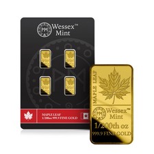 Wessex Mint Canadian Maple Leaf 1/200th oz 0.15 g Gold Bullion Bar x 4