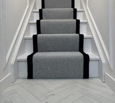 Carpet Stair Runner BRASIL 7M x 60cm Colour LIGHT GREY With Black Taped Edge.