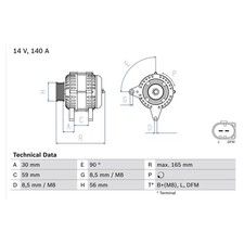 Bosch Car Alternator 12V fits