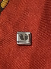 New Black Footprints Silver Italian Charm Fits 9mm Classic Nomination Bracelet