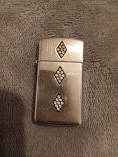 Zippo Lighter In Silver Metal With Diamontes