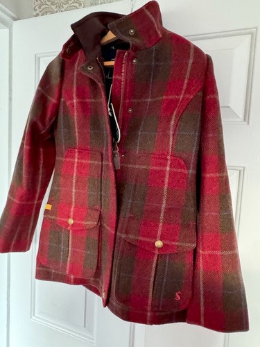 Joules tweed coat size red - joules,