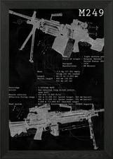 M249 Black Blueprints Framed