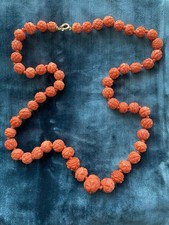 Rare Antique Large Natural Carved Coral Bead Necklace 67.42 Grams