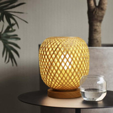 Bamboo Lampshade Bedside Table