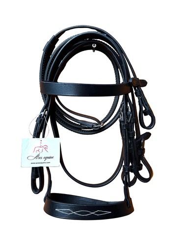 Leather hunter horse bridle - leather,