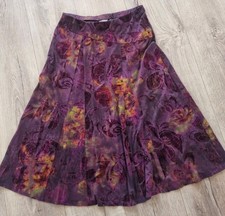 Per Una M&S ladies long skirt size 16 purple mix elasticated waist