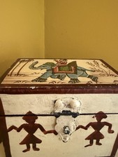 Vintage Indian Hand Painted Wooden Jewellery Box