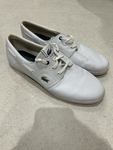 Lacoste white leather boat - white,