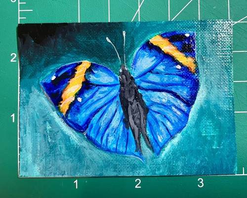 Original aceo acrylic blue - aceo,
