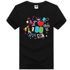 80s Costume T Shirt for Men and Kids Retro Fancy Tee 1980s Party Style Outfit