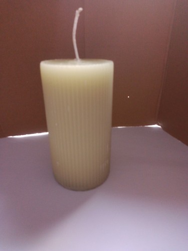 Ribbed pillar candle - candle, 13cm