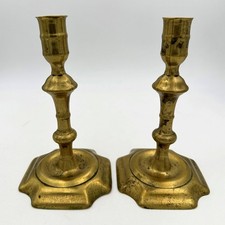 18TH CENTURY PAIR GEORGIAN BRASS CANDLESTICKS 6.75” c1750