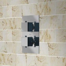 SQUARE 2 DIAL 2 WAY CONCEALED THERMOSTATIC SHOWER VALVE - CHROME
