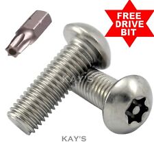 M6 (6mmØ) TORX BUTTON HEAD SECURITY BOLTS, ANTI VANDAL SCREWS A2 STAINLESS STEEL