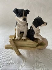 The Leonardo Collection Border Collie Puppies In A Wheelbarrow Collectible