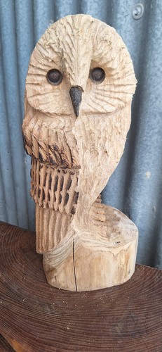 Chainsaw carving owl wood - chainsaw, home