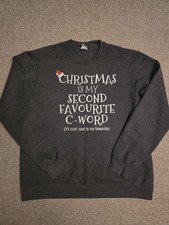 C Word Christmas C**nt Sweater Jumper L May Fit XL Xmas Top Funny Rude Ugly Top