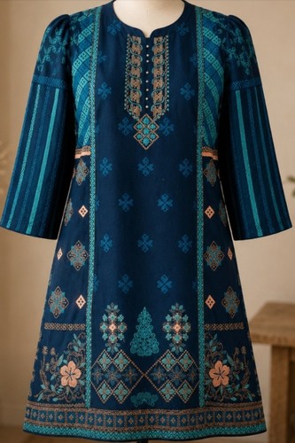 Blue kurta dress medium - dress, size