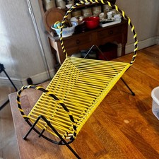 Vintage 1950’s 1960’s Bright Yellow & Black Shaped Record / Vinyl  Magazine Rack