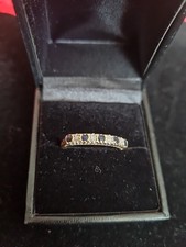 9ct Gold Diamond And Sapphire Half Eternity Ring. Size S.