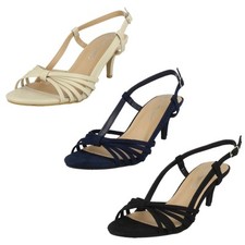 Ladies Anne Michelle Wide Fit Open Toe Buckle Mid Heel Evening Sandals F6R041