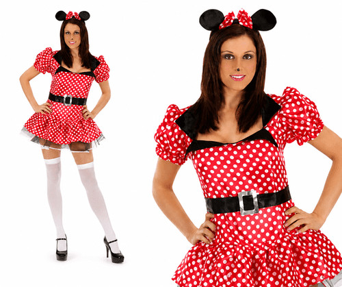 Ladies mouse costume red polka - costume,